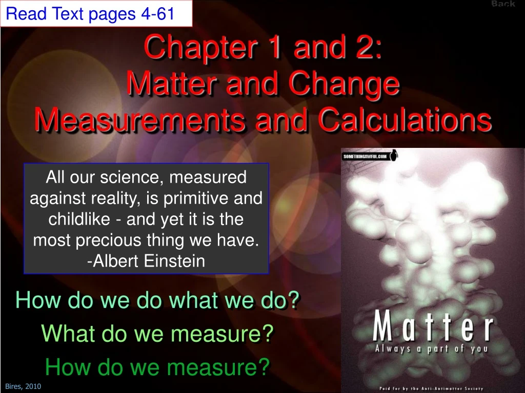 chapter 1 and 2 matter and change measurements and calculations