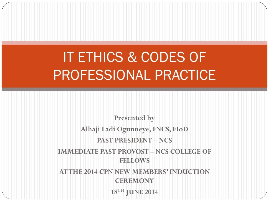 it ethics codes of professional practice
