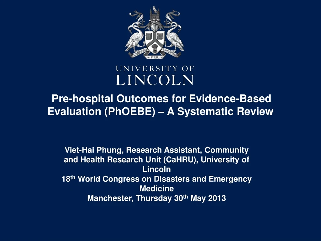pre hospital outcomes for evidence based