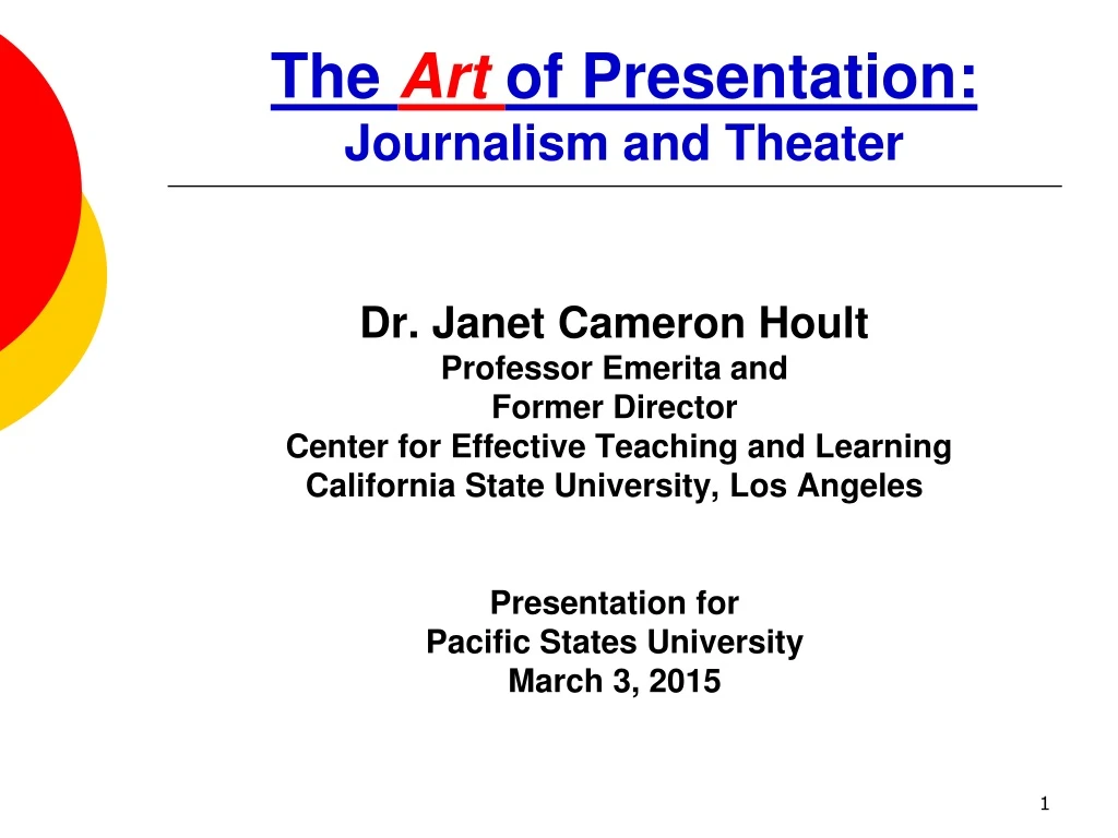 the art of presentation journalism and theater