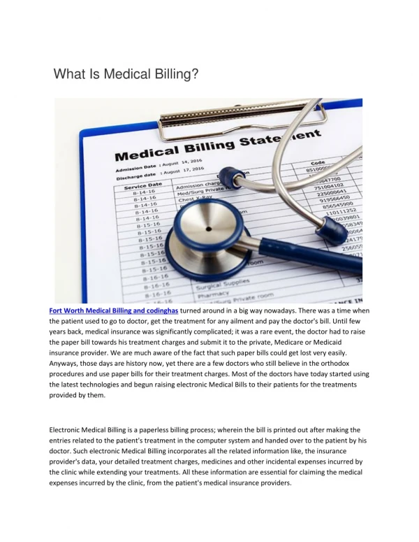 Fort Worth medical billing services