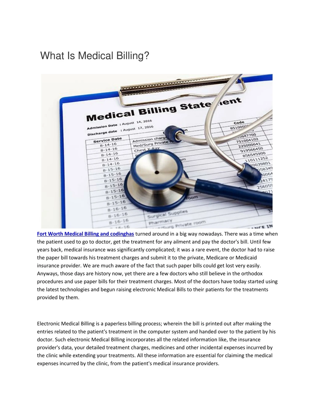 what is medical billing