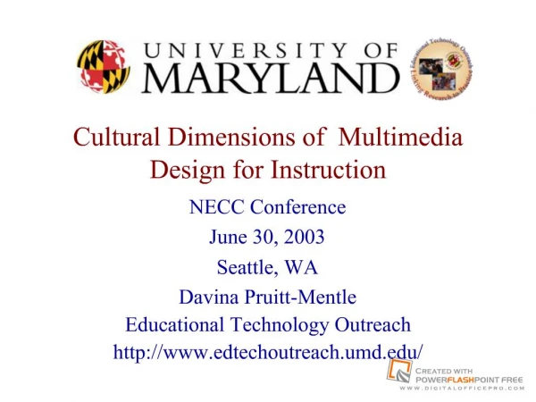 Cultural Dimensions of Multimedia Design for Instruction