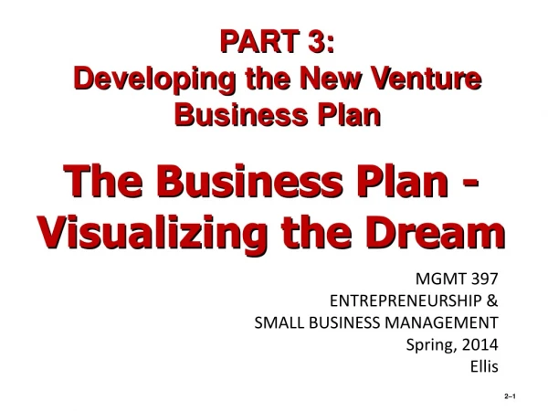The Business Plan - Visualizing the Dream
