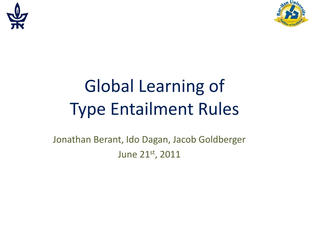 global learning of type entailment rules