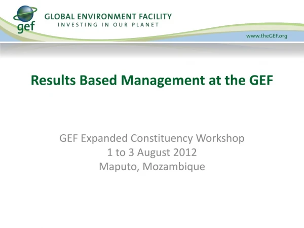 Results Based Management at the GEF