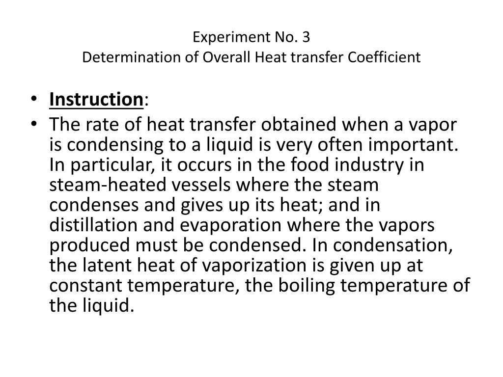 experiment no 3 determination of overall heat transfer coefficient