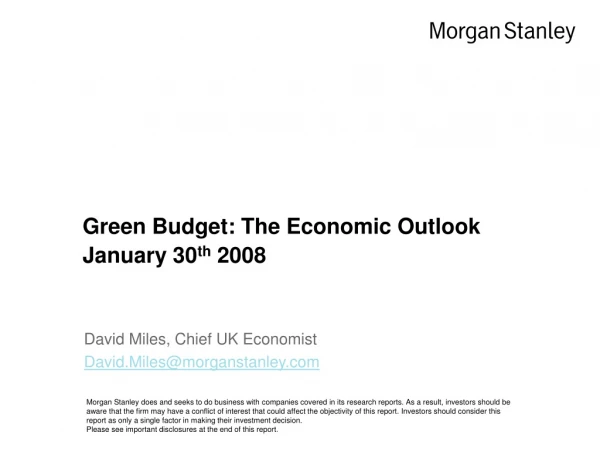 Green Budget: The Economic Outlook January 30 th 2008