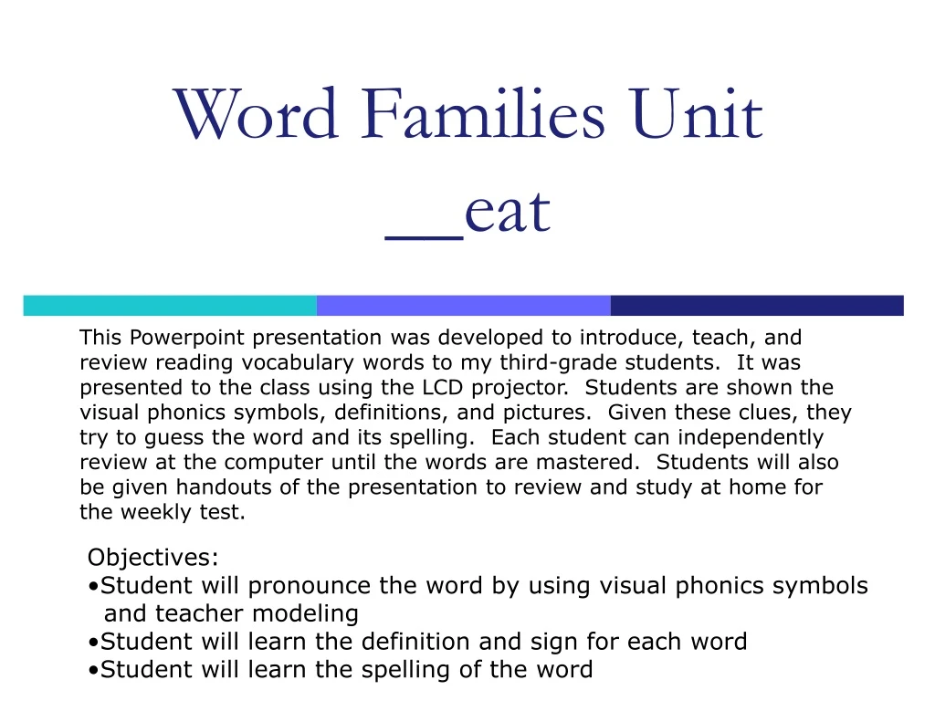 word families unit eat
