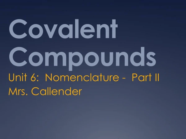Covalent Compounds