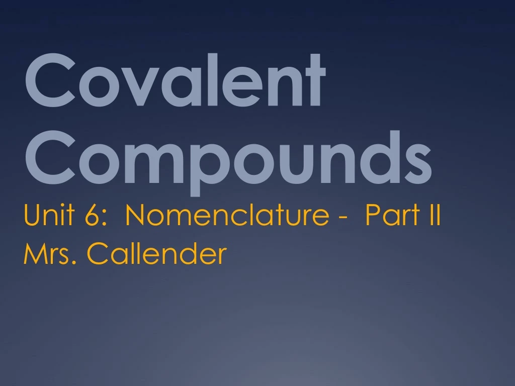 covalent compounds