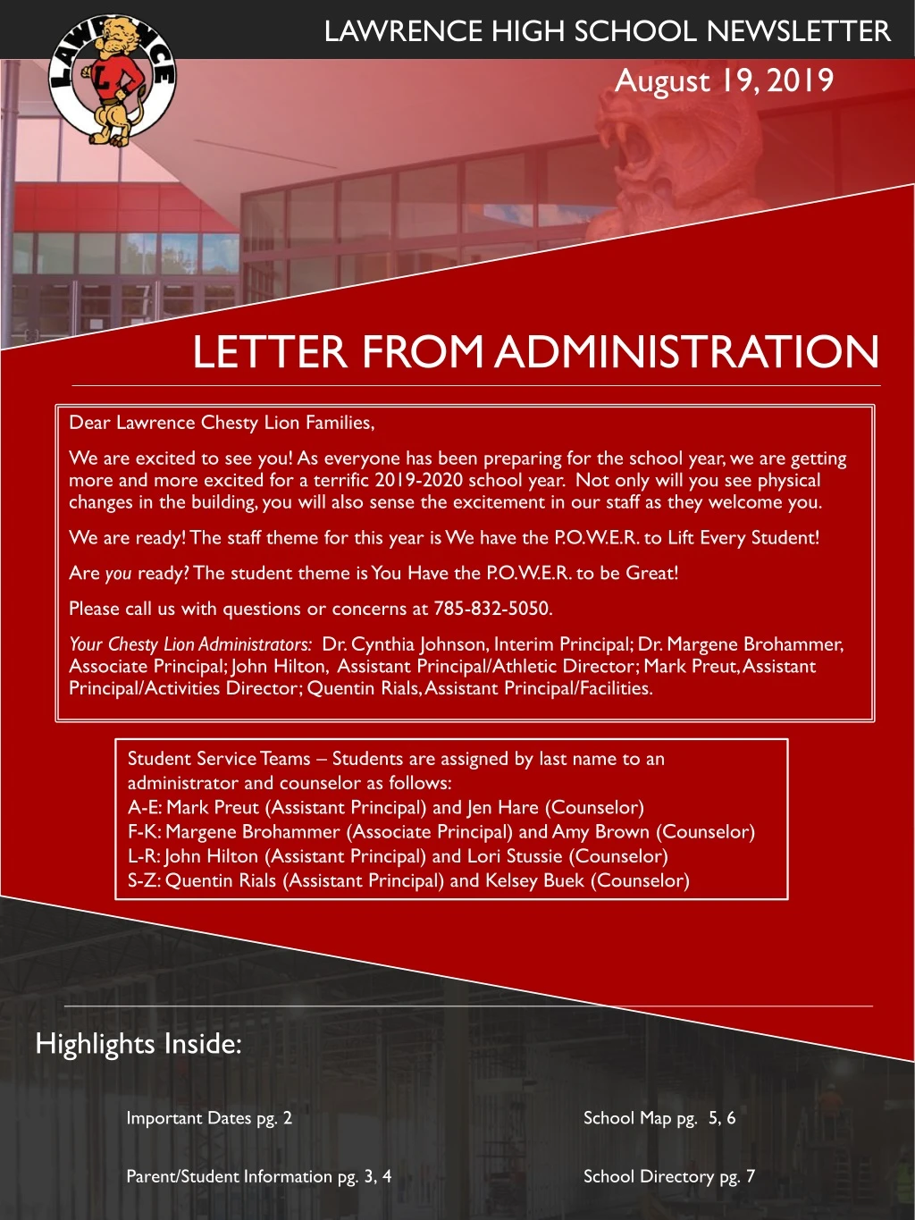 letter from administration