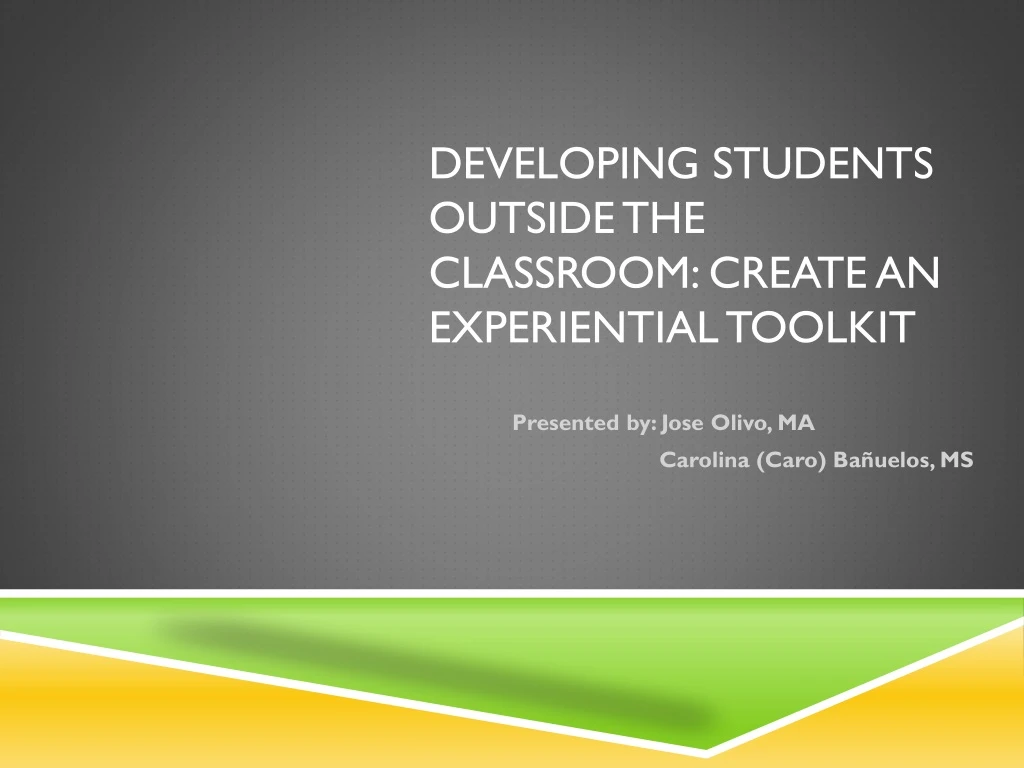 developing students outside the classroom create an experiential toolkit