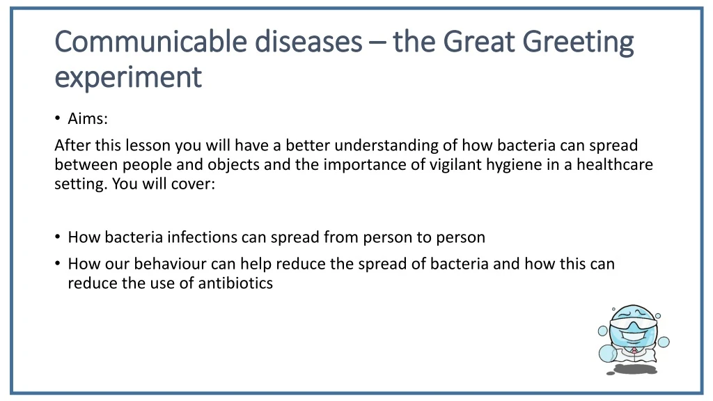 communicable diseases the great greeting experiment