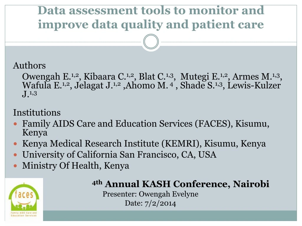 data assessment tools to monitor and improve data quality and patient care