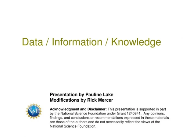 Data / Information / Knowledge