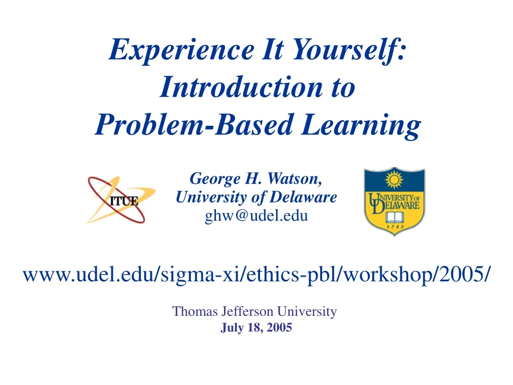 experience it yourself introduction to problem based learning