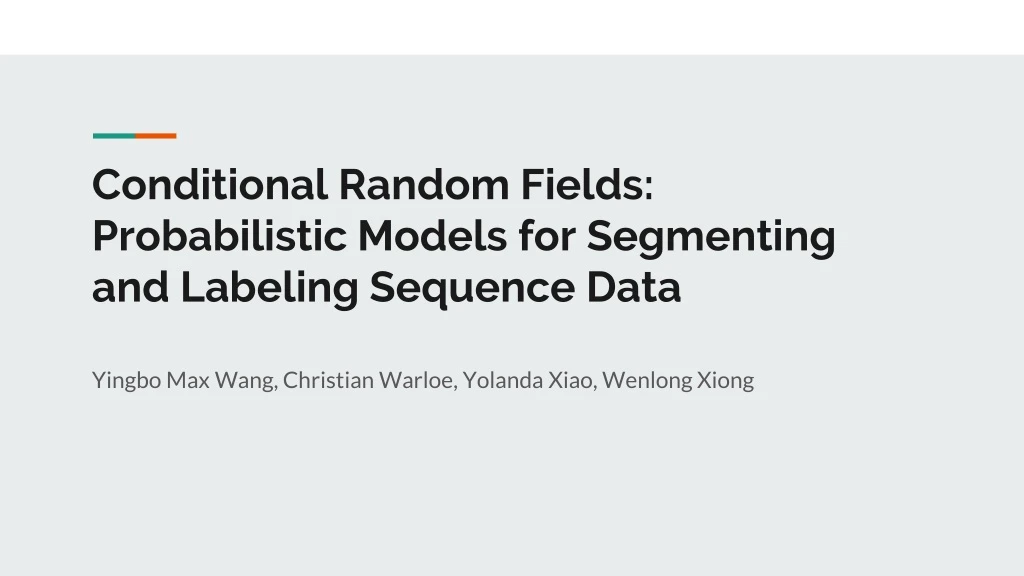 conditional random fields probabilistic models for segmenting and labeling sequence data