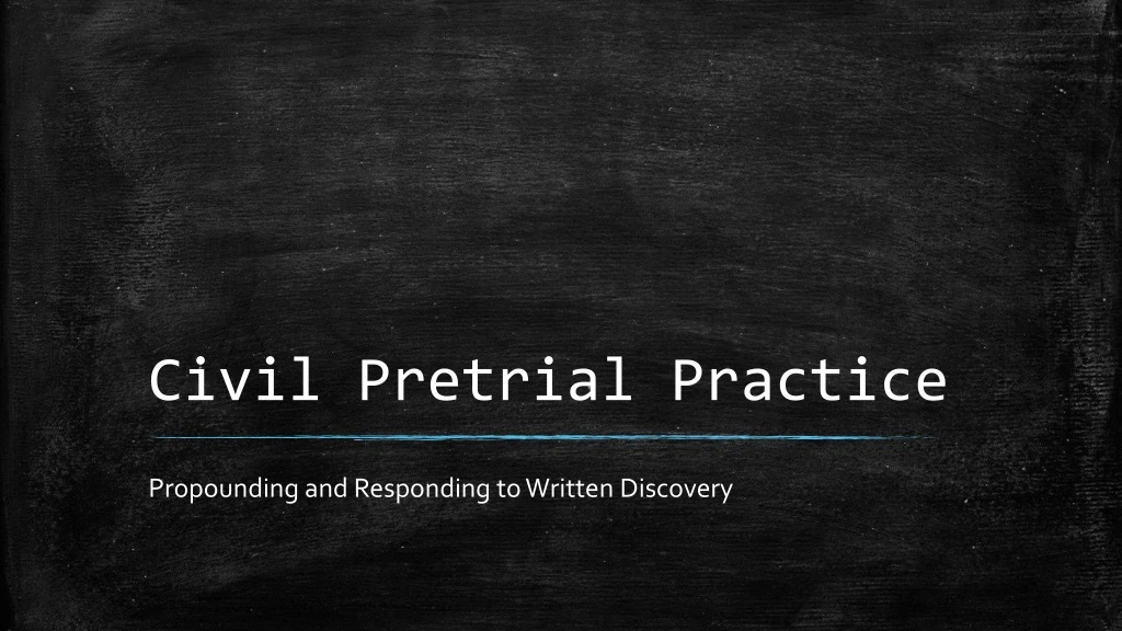 civil pretrial practice