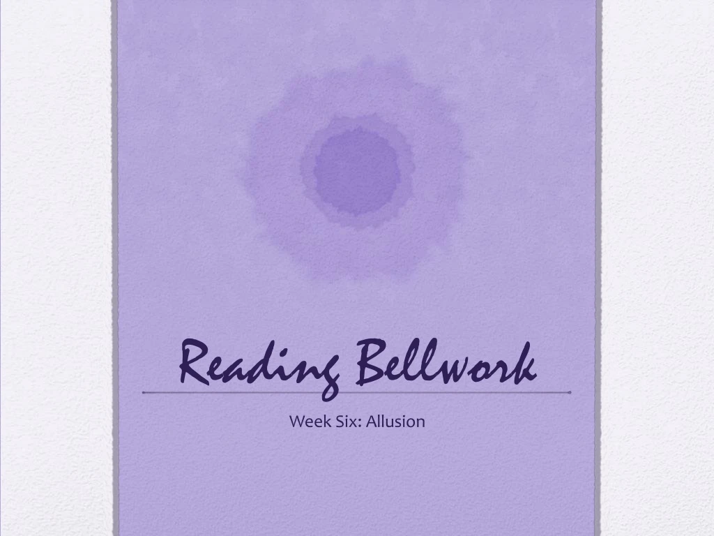 reading bellwork