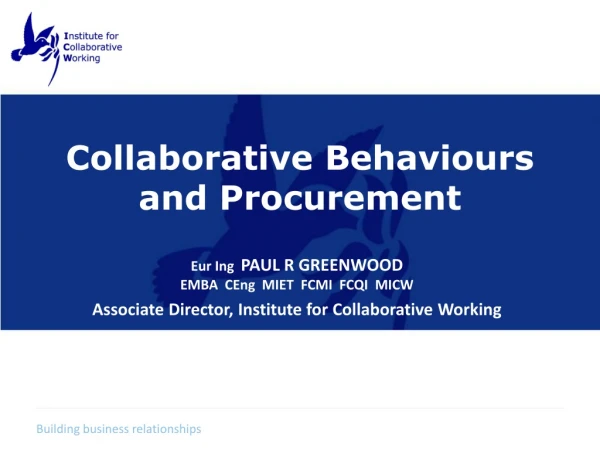 Collaborative Behaviours and Procurement