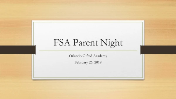 FSA Parent Night