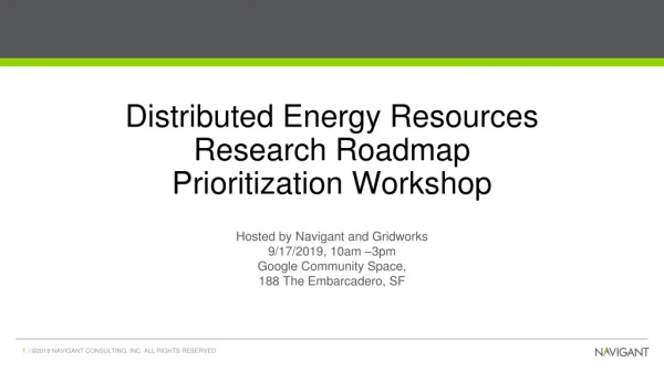 Distributed Energy Resources Research Roadmap Prioritization Workshop