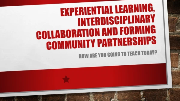 Experiential Learning, Interdisciplinary Collaboration and Forming Community Partnerships