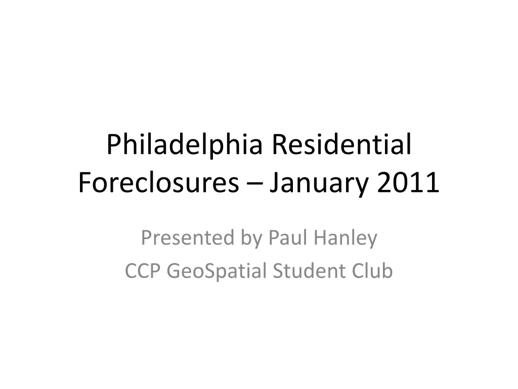 philadelphia residential foreclosures january 2011