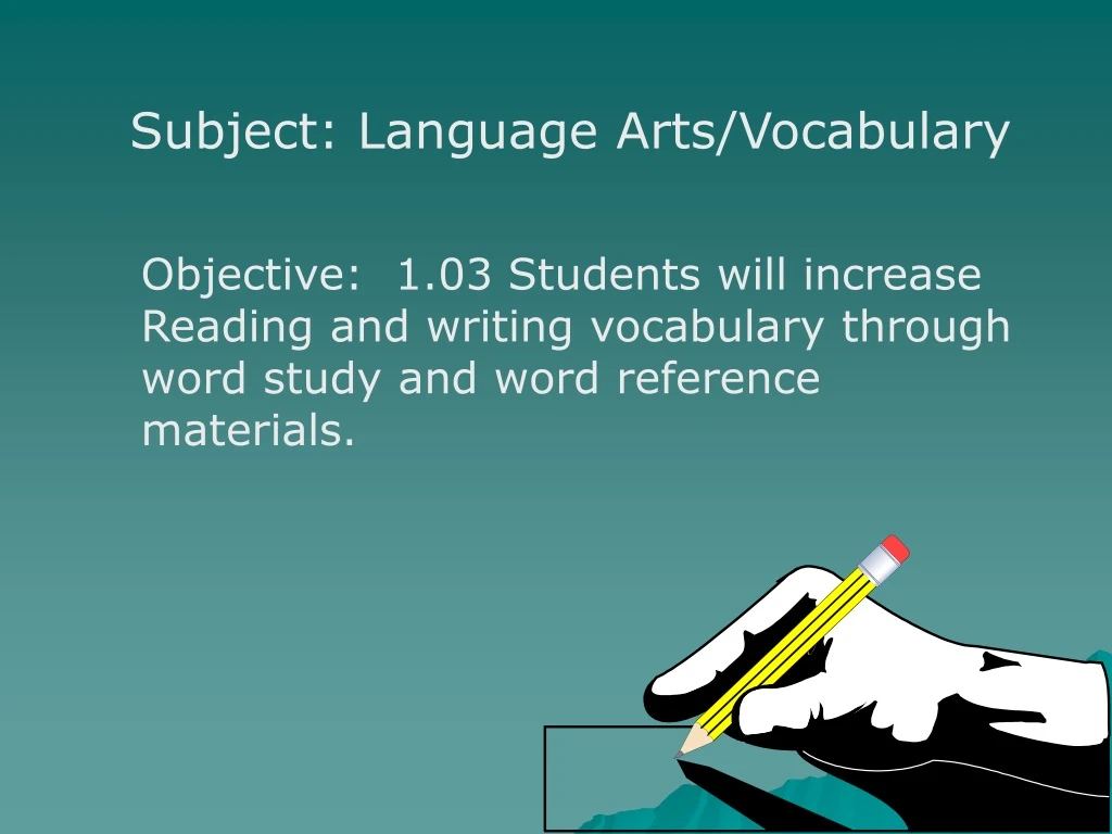 subject language arts vocabulary