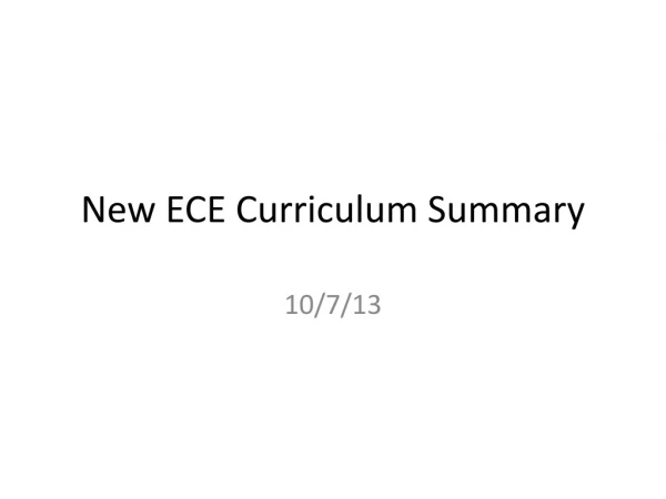 New ECE Curriculum Summary