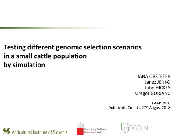 Testing different genomic selection scenarios in a small cattle population by simulation