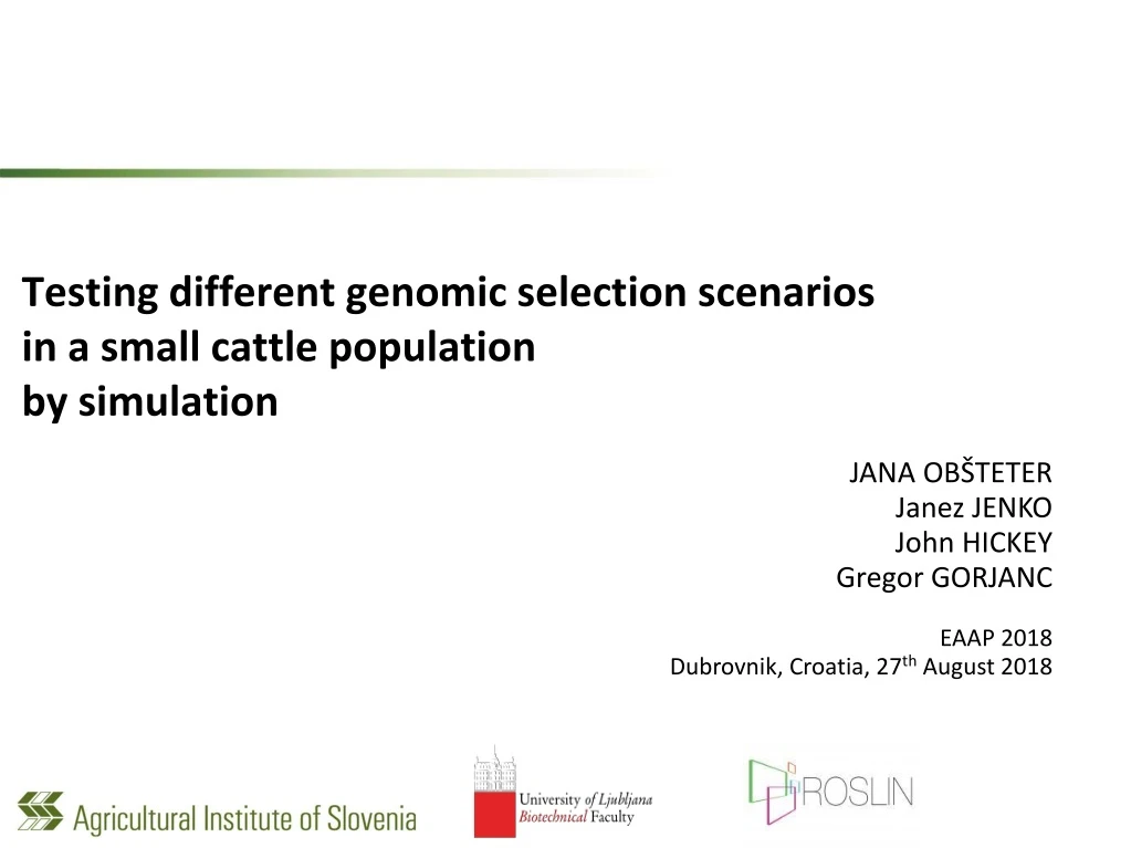 testing different genomic selection scenarios in a small cattle population by simulation