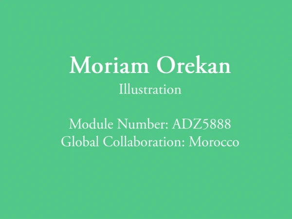 Moriam Orekan Illustration Module Number: ADZ5888 Global Collaboration: Morocco