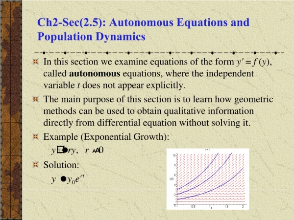 Ch2-Sec(2.5): Autonomous Equations and Population Dynamics