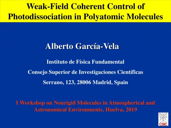 Weak-Field Coherent Control of Photodissociation in Polyatomic Molecules