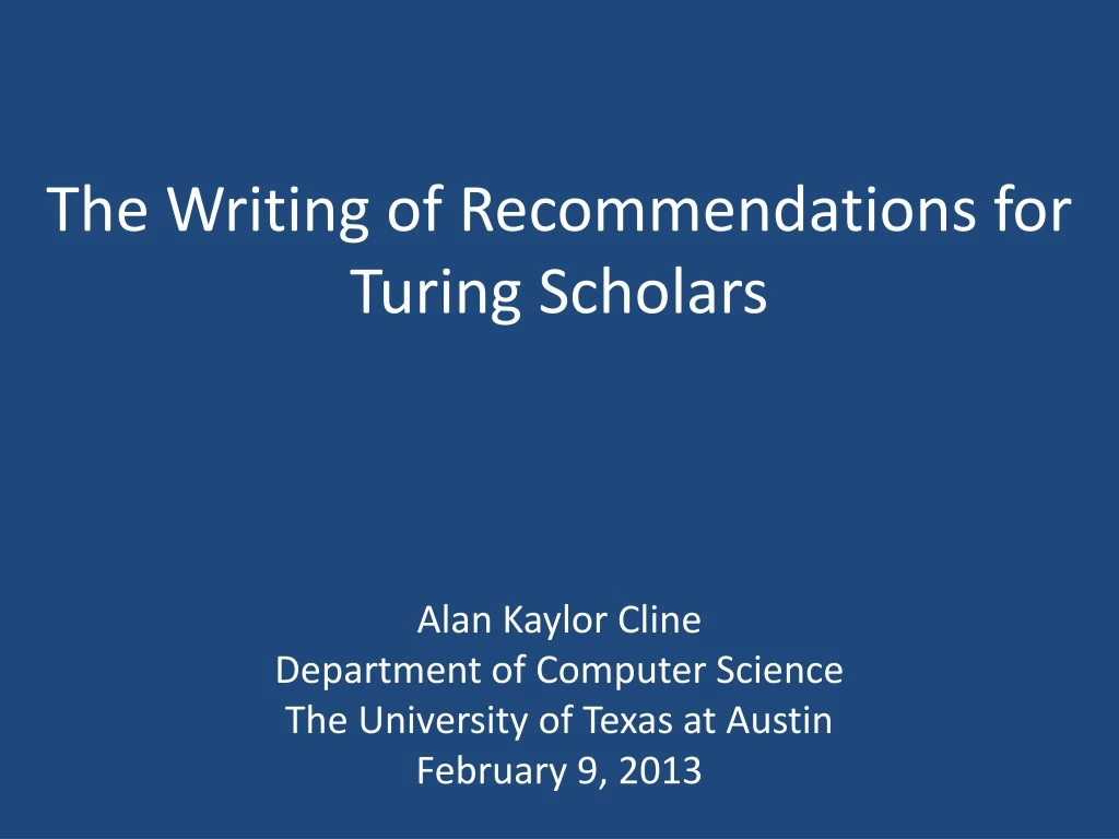 the writing of recommendations for turing scholars