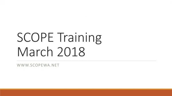 SCOPE Training March 2018