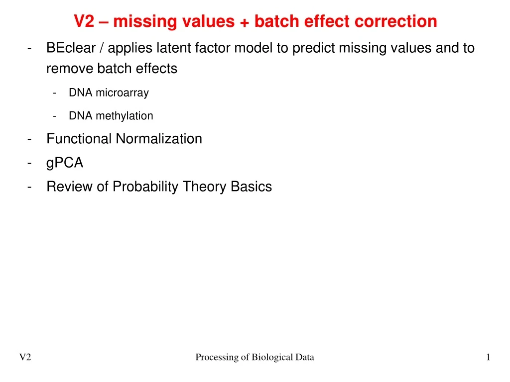 v2 missing values batch effect correction