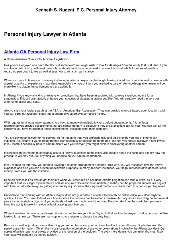 Atlanta Personal Injury Lawyers