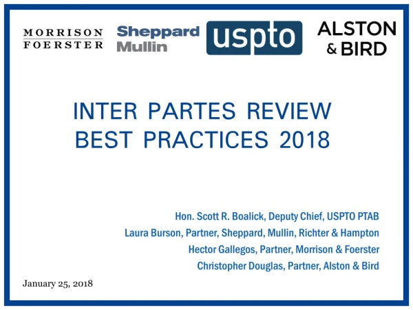 Inter Partes Review Best Practices 2018