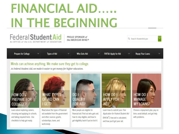 FINANCIAL AID….. IN THE BEGINNING