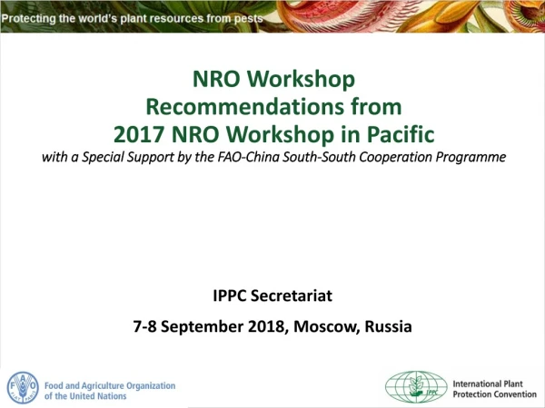 NRO Workshop Recommendations from 2017 NRO Workshop in Pacific