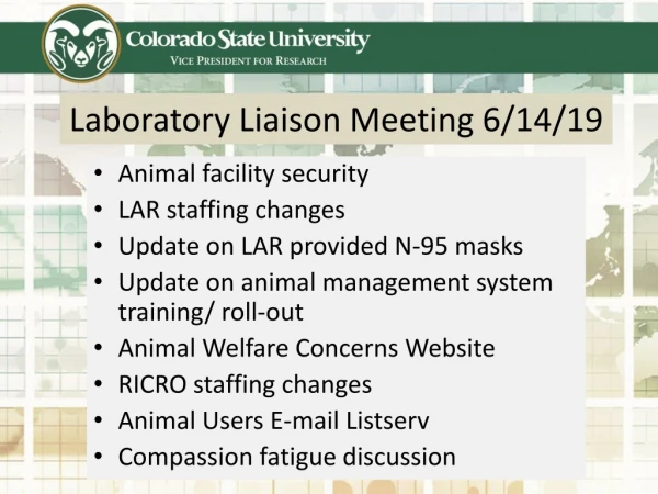 Laboratory Liaison Meeting 6/14/19