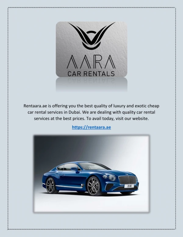 Luxury Car Hire Dubai - Rentaara.ae