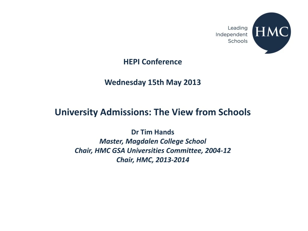 hepi conference wednesday 15th may 2013