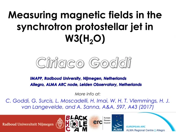 Measuring magnetic fields in the synchrotron protostellar jet in W3 (H 2 O)