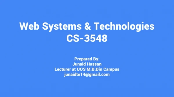 Web Systems &amp; Technologies