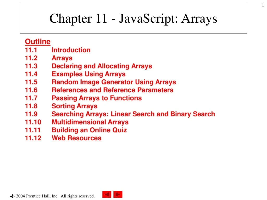chapter 11 javascript arrays
