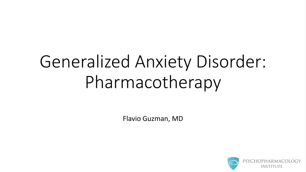 generalized anxiety disorder pharmacotherapy